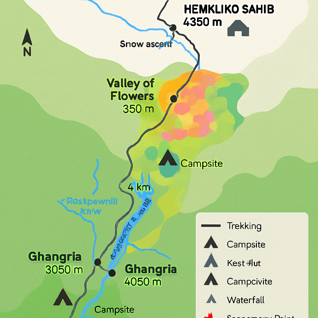 Valley of Flower Trek Map