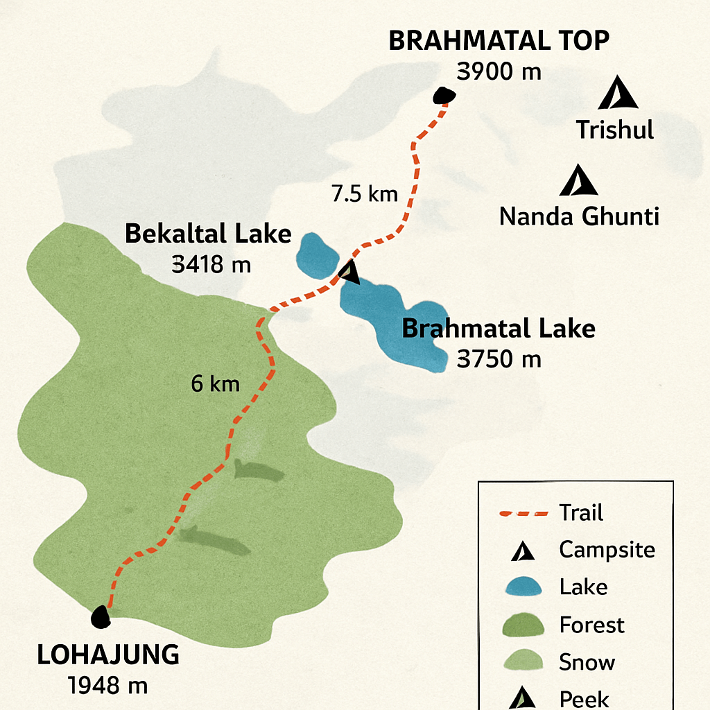 Brahmatal Trek Map